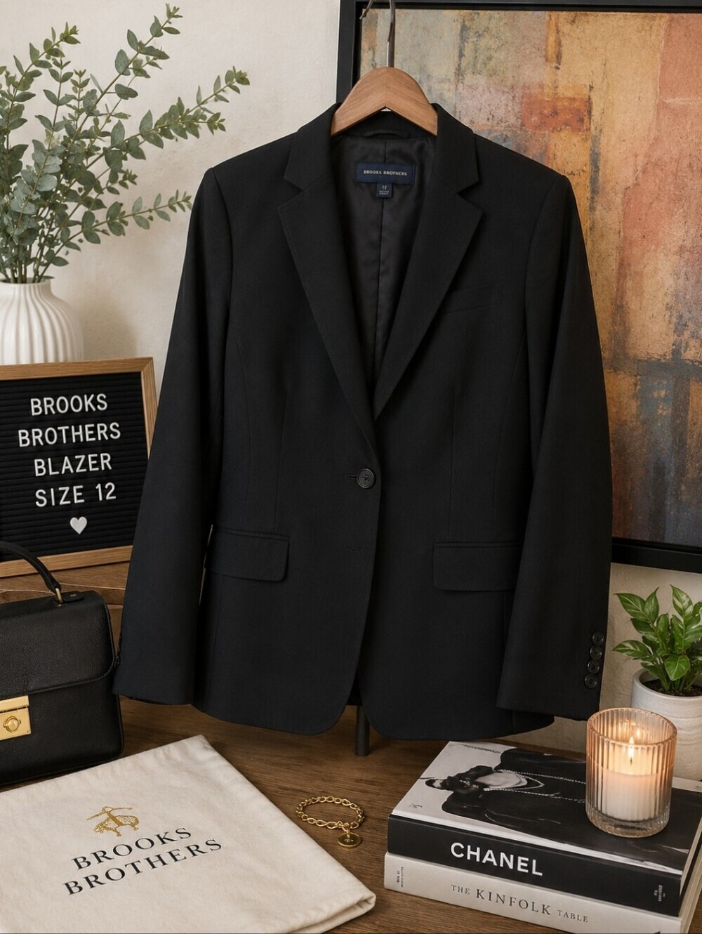 Brooks Brothers Black 100% Wool Fully Lined Blazer Women’s Classic Jacket